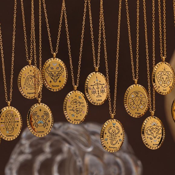 LIBRA--NEW 18K Gold Plated LIBRA Sign Zodiac Oval Pendant Necklace - Picture 3 of 5